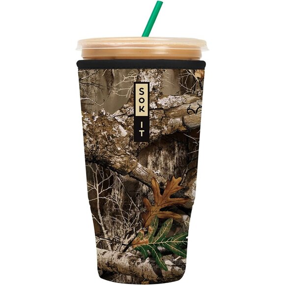 Java Sok Reusable Cold Beverage Sleeve RealTree Edge Camouflage XXL 44-48oz - Picture 1 of 7